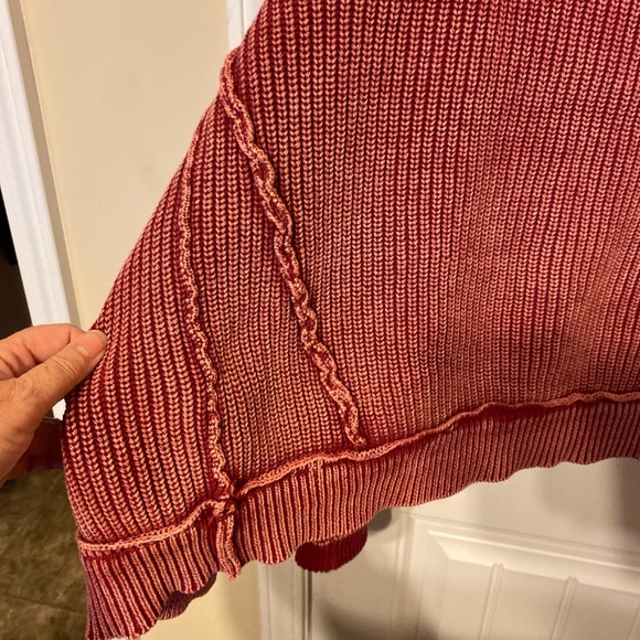 222. Women's Wine Acid Wash Ribbed Drop Shoulder Cardigan NEW - Picture 5 of 7